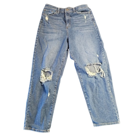 INC International Concepts Mom Jeans Distressed Denim Light Wash Womens Size‎ 8 - Picture 1 of 10